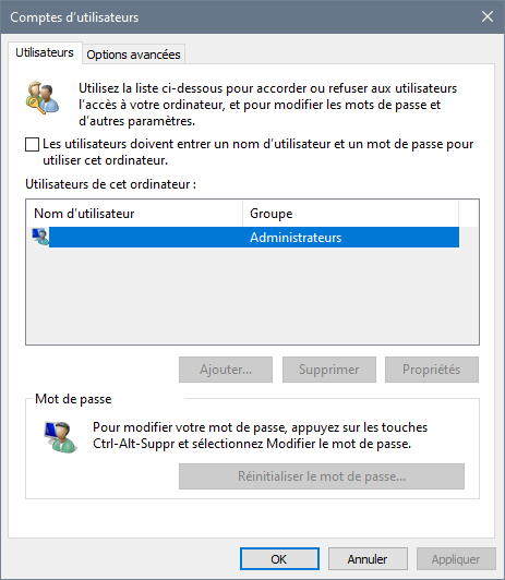 Windows sans login ancienne version