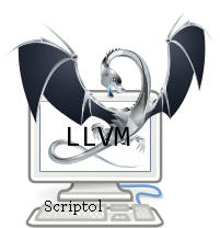 Logo LLVM émergeant d'un ordinateur